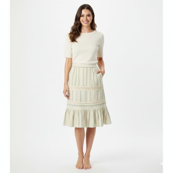 Tibi green dainty feminine Knee-Length Pencil Skirt with Pleated Tiers size 2 - Picture 1 of 9